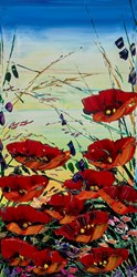 Poppies in Bloom by Maya - Original Painting on Stretched Canvas sized 12x24 inches. Available from Whitewall Galleries